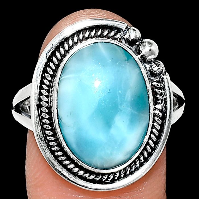 Larimar (Dominican Republic) Ring size-9.5 EXR01367 R-1148, 11x15 mm