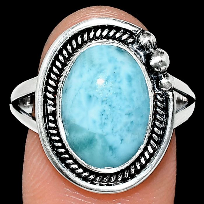 Larimar (Dominican Republic) Ring size-9.5 EXR01368 R-1148, 10x14 mm