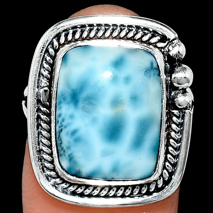 Larimar (Dominican Republic) Ring size-7 EXR01369 R-1148, 11x15 mm