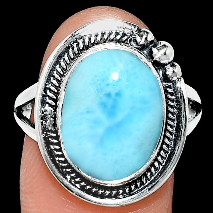 Larimar (Dominican Republic) Ring size-9.5 EXR01370 R-1148, 11x15 mm