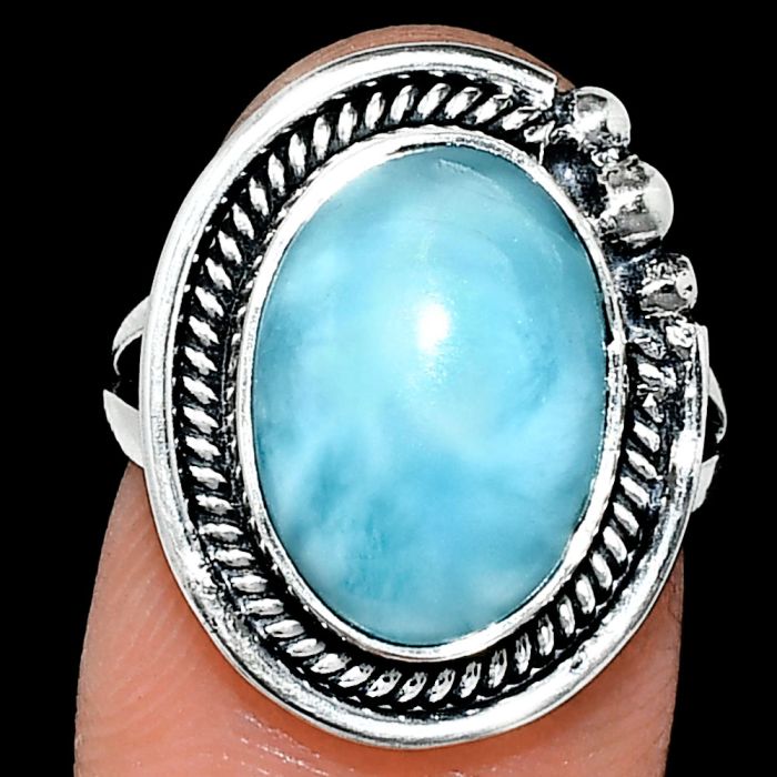 Larimar (Dominican Republic) Ring size-6 EXR01372 R-1148, 10x14 mm