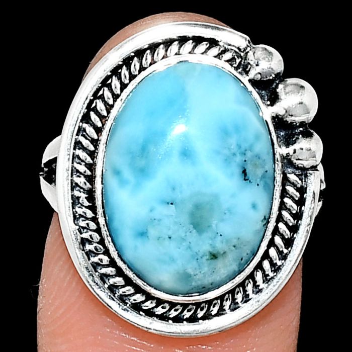 Larimar (Dominican Republic) Ring size-7 EXR01375 R-1148, 11x15 mm