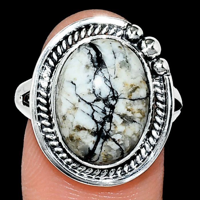 Authentic White Buffalo Turquoise Nevada Ring size-9 EXR01380 R-1148, 12x15 mm