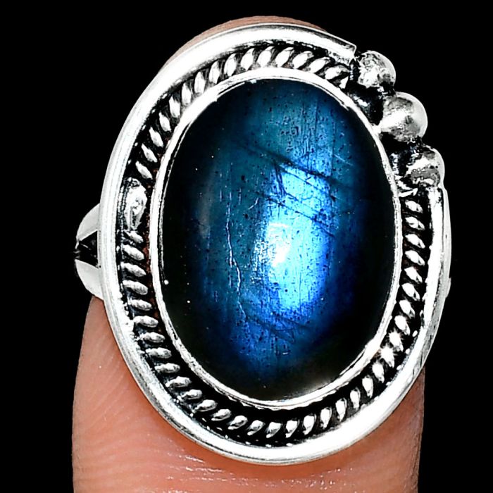 Blue Fire Labradorite Ring size-7 EXR01392 R-1148, 12x16 mm