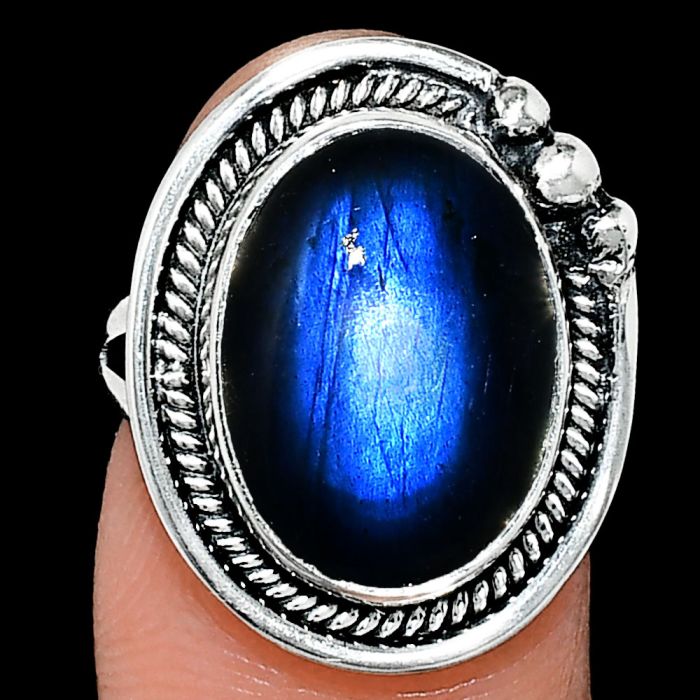 Blue Fire Labradorite Ring size-6 EXR01395 R-1148, 12x16 mm