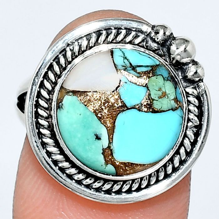 Spiny Oyster Turquoise Ring size-7 EXR01400 R-1148, 12x12 mm