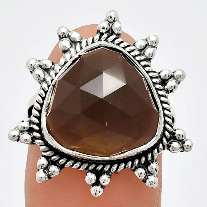 Smoky Quartz Checker Ring size-7 EXR01422 R-1234, 14x14 mm