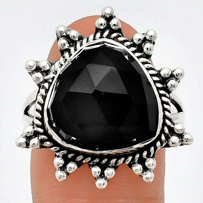 Black Onyx Checker Ring size-10 EXR01423 R-1234, 14x14 mm