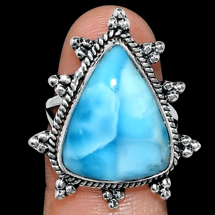 Larimar (Dominican Republic) Ring size-7.5 EXR01445 R-1234, 15x19 mm