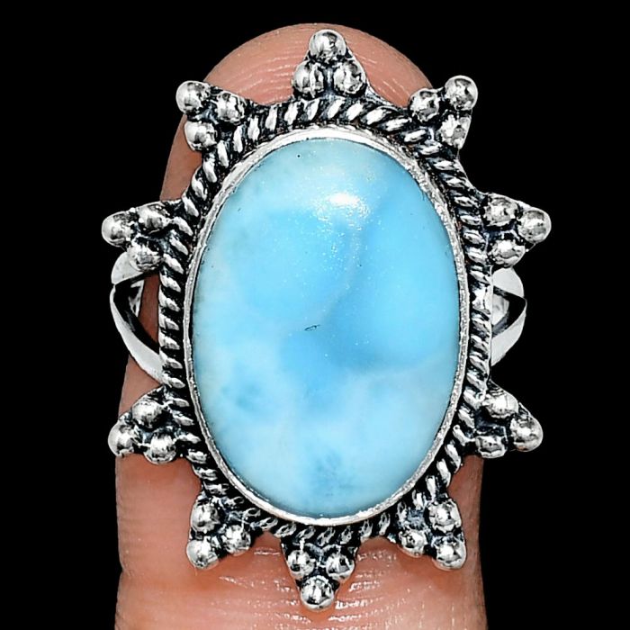 Larimar (Dominican Republic) Ring size-8 EXR01446 R-1234, 12x18 mm