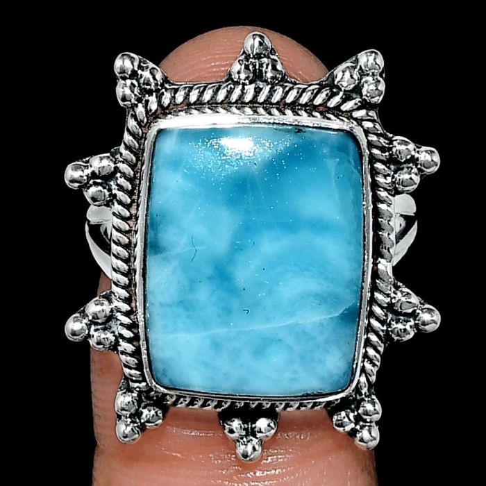 Larimar (Dominican Republic) Ring size-9 EXR01447 R-1234, 13x17 mm