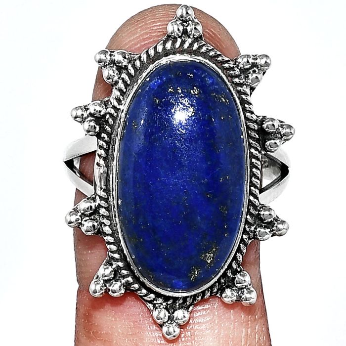 Lapis Lazuli Ring size-9.5 EXR01465 R-1234, 11x21 mm