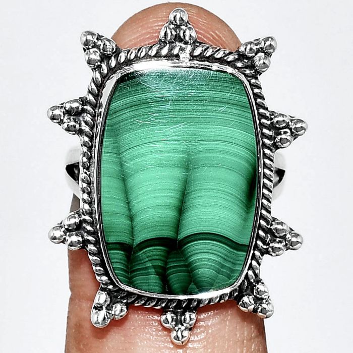 Malachite Eye Ring size-8 EXR01472 R-1234, 14x20 mm