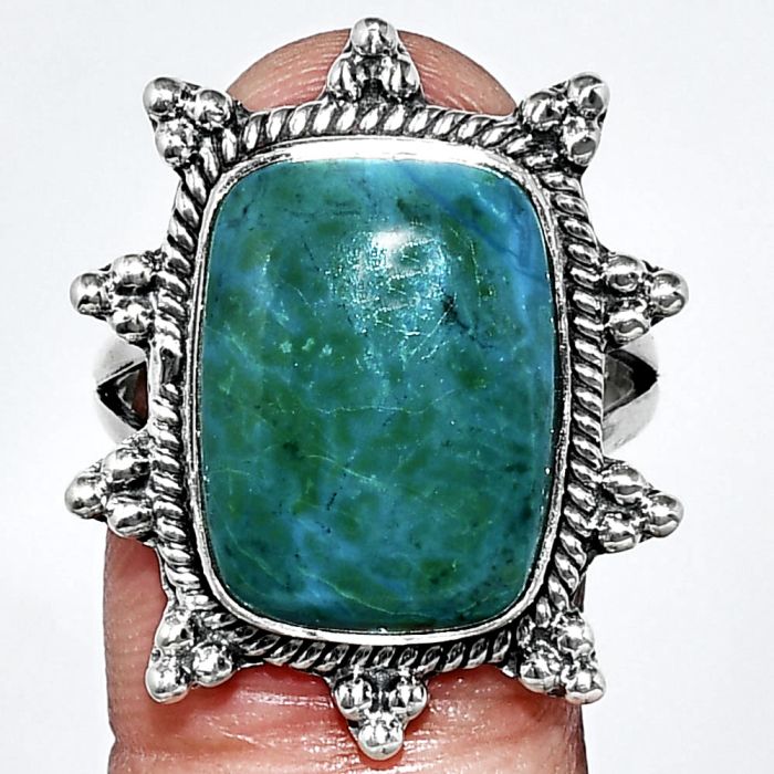 Azurite Chrysocolla Ring size-9 EXR01474 R-1234, 13x17 mm