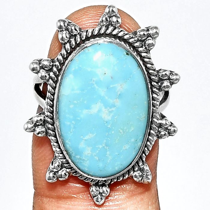 Natural Rare Turquoise Nevada Aztec Mt Ring size-7 EXR01475 R-1234, 12x18 mm