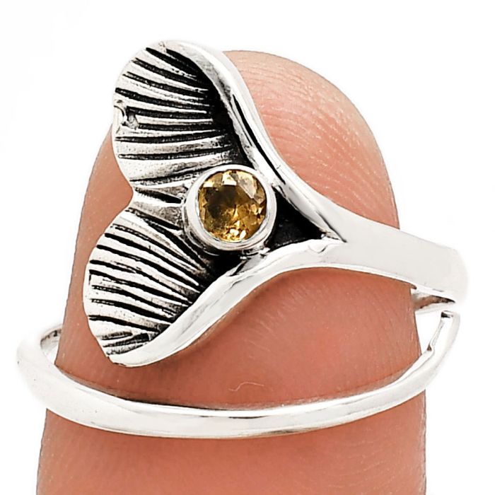 Mermaid Tail Charm - Citrine Ring size-9 EXR01481 R-1070, 3x3 mm