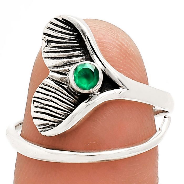 Mermaid Tail Charm - Green Onyx Ring size-8 EXR01504 R-1070, 3x3 mm