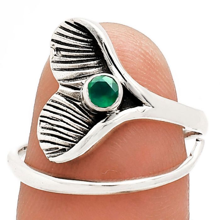 Mermaid Tail Charm - Green Onyx Ring size-7 EXR01505 R-1070, 3x3 mm