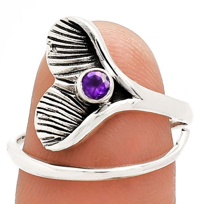 Mermaid Tail Charm - African Amethyst Ring size-8 EXR01526 R-1070, 3x3 mm