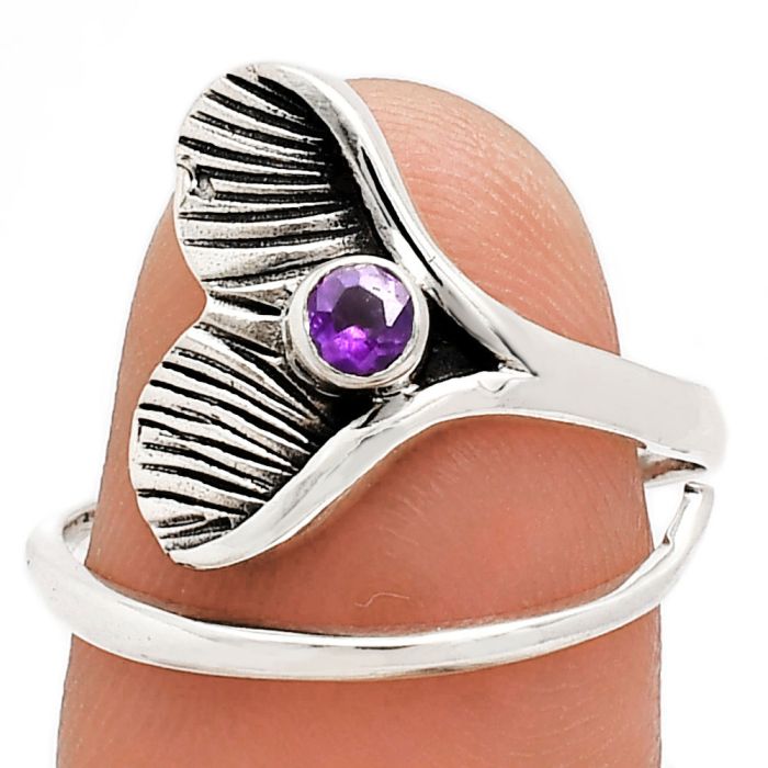 Mermaid Tail Charm - African Amethyst Ring size-7 EXR01543 R-1070, 3x3 mm