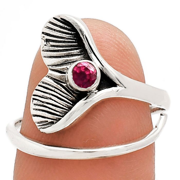 Mermaid Tail Charm - Ruby Glassfield Ring size-9 EXR01548 R-1070, 3x3 mm