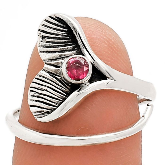 Mermaid Tail Charm - Ruby Glassfield Ring size-8 EXR01558 R-1070, 3x3 mm