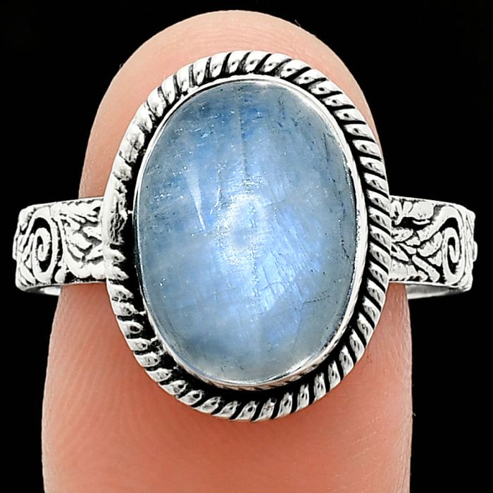 Rainbow Moonstone Ring size-10 EXR01632 R-1067, 10x14 mm