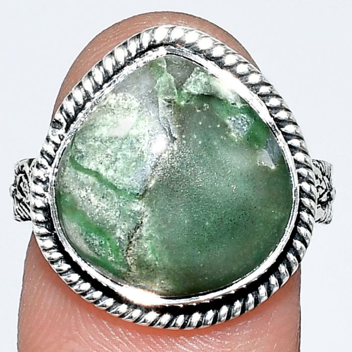 Utah Variscite Ring size-7 EXR01649 R-1067, 14x15 mm