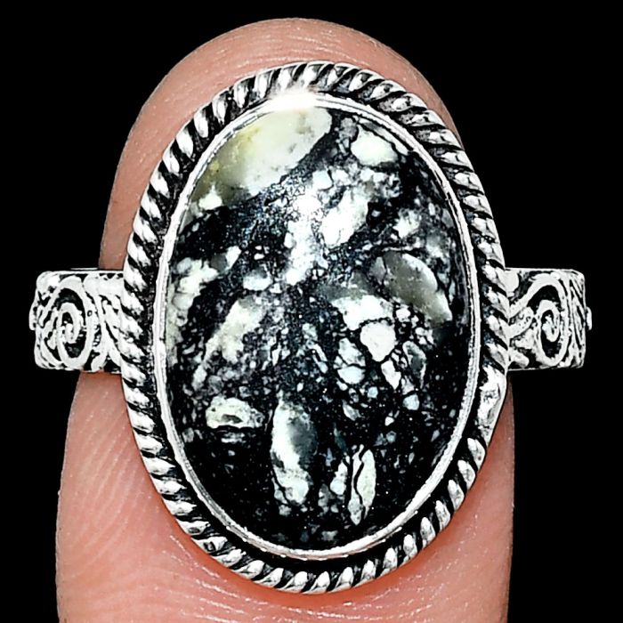 Authentic White Buffalo Turquoise Nevada Ring size-9 EXR01659 R-1067, 11x17 mm