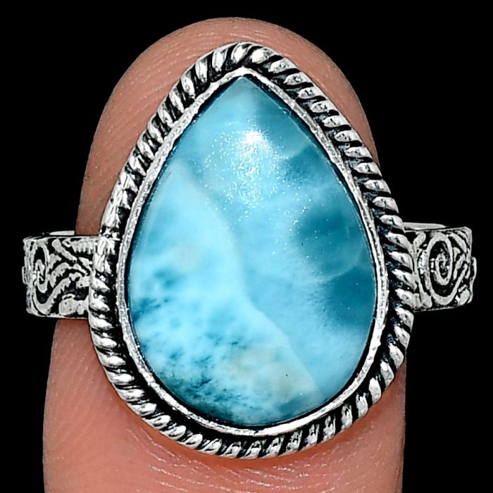 Larimar (Dominican Republic) Ring size-10 EXR01669 R-1067, 12x16 mm