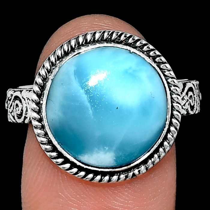 Larimar (Dominican Republic) Ring size-10 EXR01671 R-1067, 13x13 mm