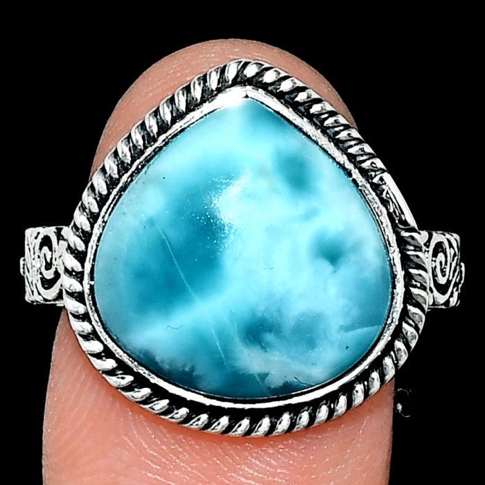 Larimar (Dominican Republic) Ring size-10 EXR01673 R-1067, 15x15 mm