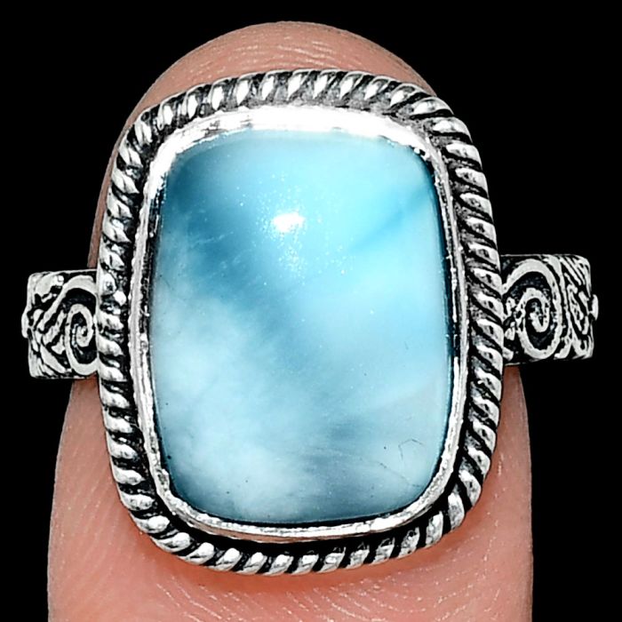 Larimar (Dominican Republic) Ring size-8 EXR01676 R-1067, 11x14 mm