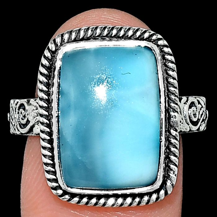 Larimar (Dominican Republic) Ring size-9 EXR01678 R-1067, 11x16 mm