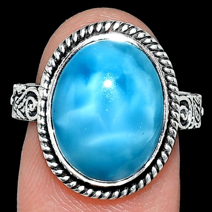 Larimar (Dominican Republic) Ring size-8 EXR01681 R-1067, 12x15 mm