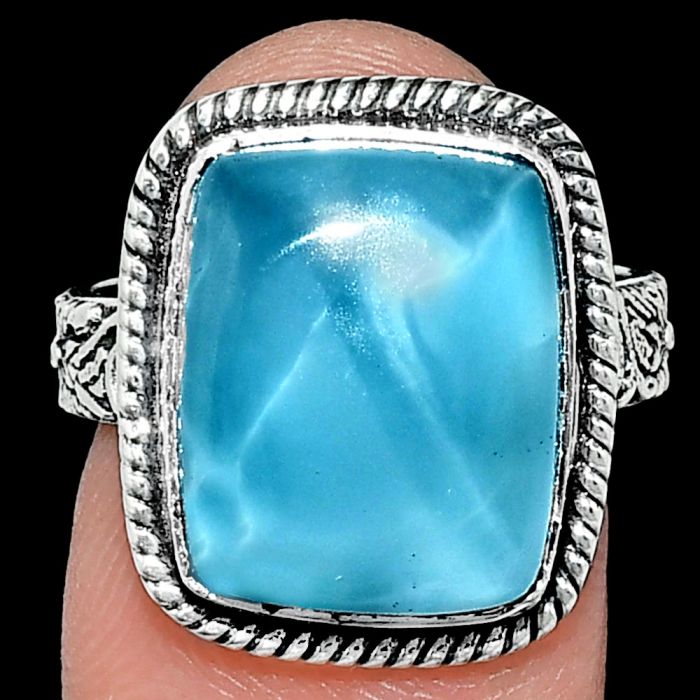 Larimar (Dominican Republic) Ring size-7 EXR01683 R-1067, 12x15 mm