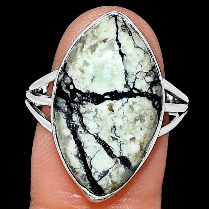 Authentic White Buffalo Turquoise Nevada Ring size-10 EXR01776 R-1003, 14x23 mm