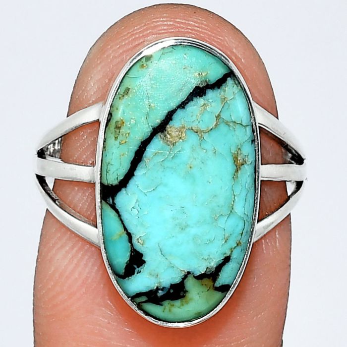 Lucky Charm Tibetan Turquoise Ring size-7 EXR01782 R-1003, 10x18 mm