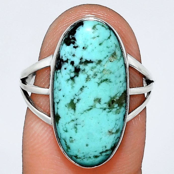 Natural Rare Turquoise Nevada Aztec Mt Ring size-7 EXR01789 R-1003, 10x20 mm