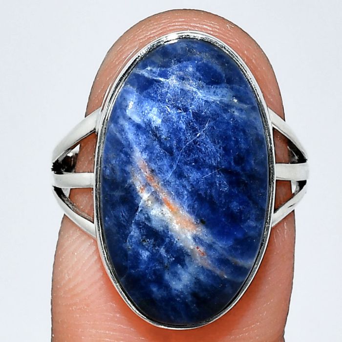 Sodalite Ring size-7 EXR01830 R-1003, 12x20 mm