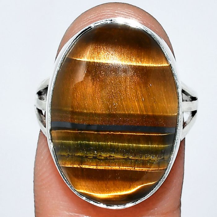 Tiger Eye Ring size-7 EXR01836 R-1003, 15x21 mm