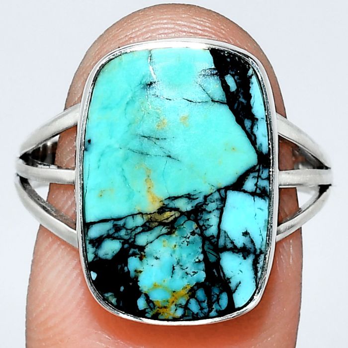 Lucky Charm Tibetan Turquoise Ring size-9 EXR01866 R-1003, 12x17 mm