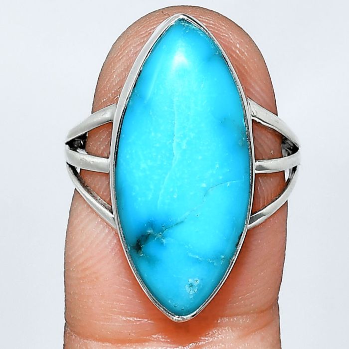 Natural Turquoise Morenci Mine Ring size-7 EXR01867 R-1003, 10x22 mm