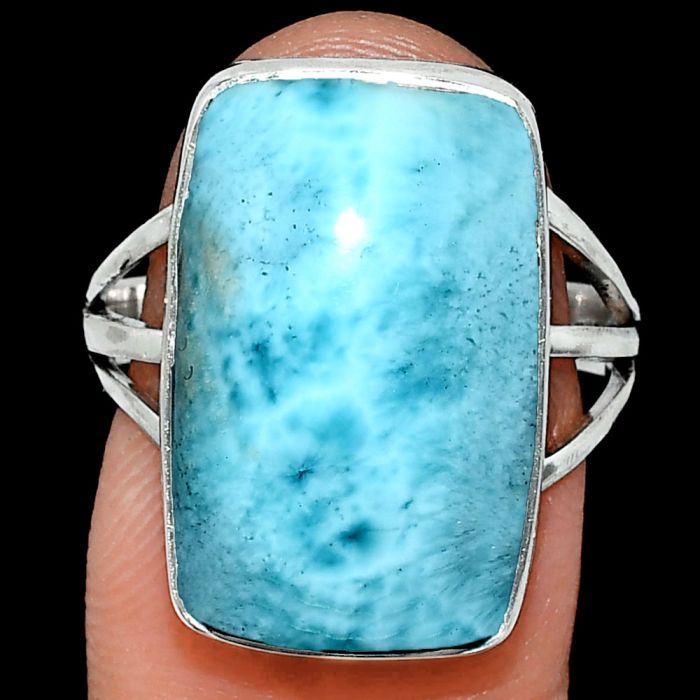 Larimar (Dominican Republic) Ring size-8 EXR01872 R-1003, 12x20 mm