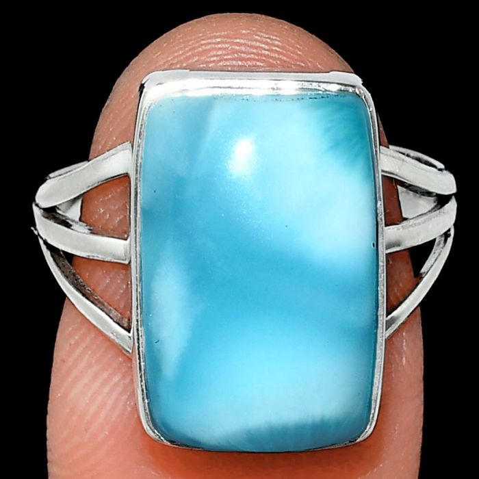 Larimar (Dominican Republic) Ring size-8 EXR01876 R-1003, 11x16 mm