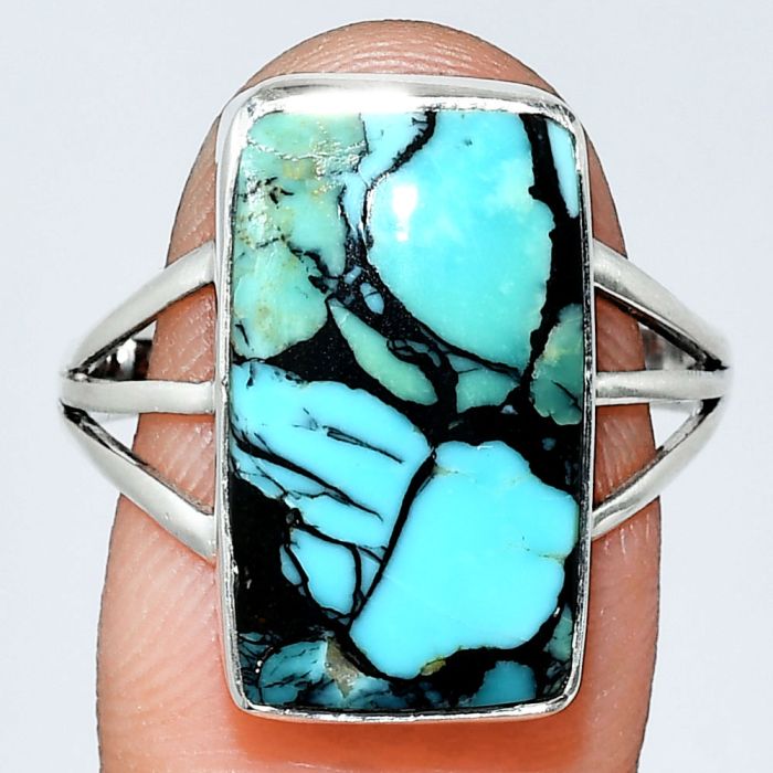 Lucky Charm Tibetan Turquoise Ring size-10 EXR01883 R-1003, 11x19 mm