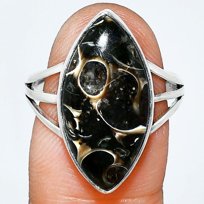 Turtella Jasper Ring size-9 EXR01892 R-1003, 11x21 mm