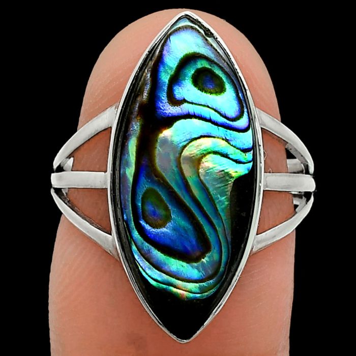 Abalone Shell Ring size-7 EXR01903 R-1003, 10x22 mm