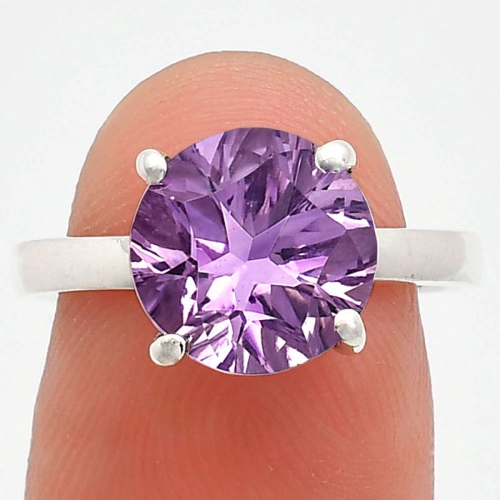 African Amethyst Ring size-7.5 EXR01919 R-1019, 10x10 mm