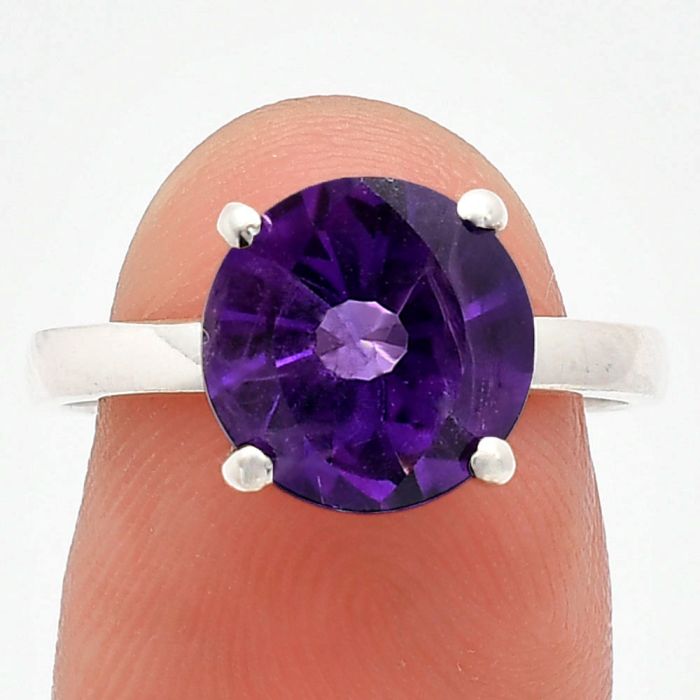 African Amethyst Ring size-7.5 EXR01935 R-1019, 10x10 mm